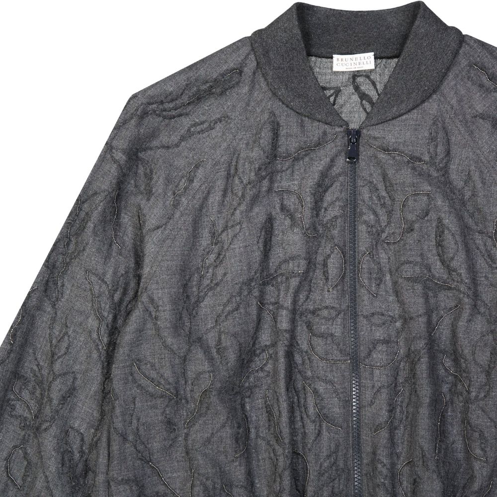 Brunello Cucinelli Gray Virgin Wool Bomber