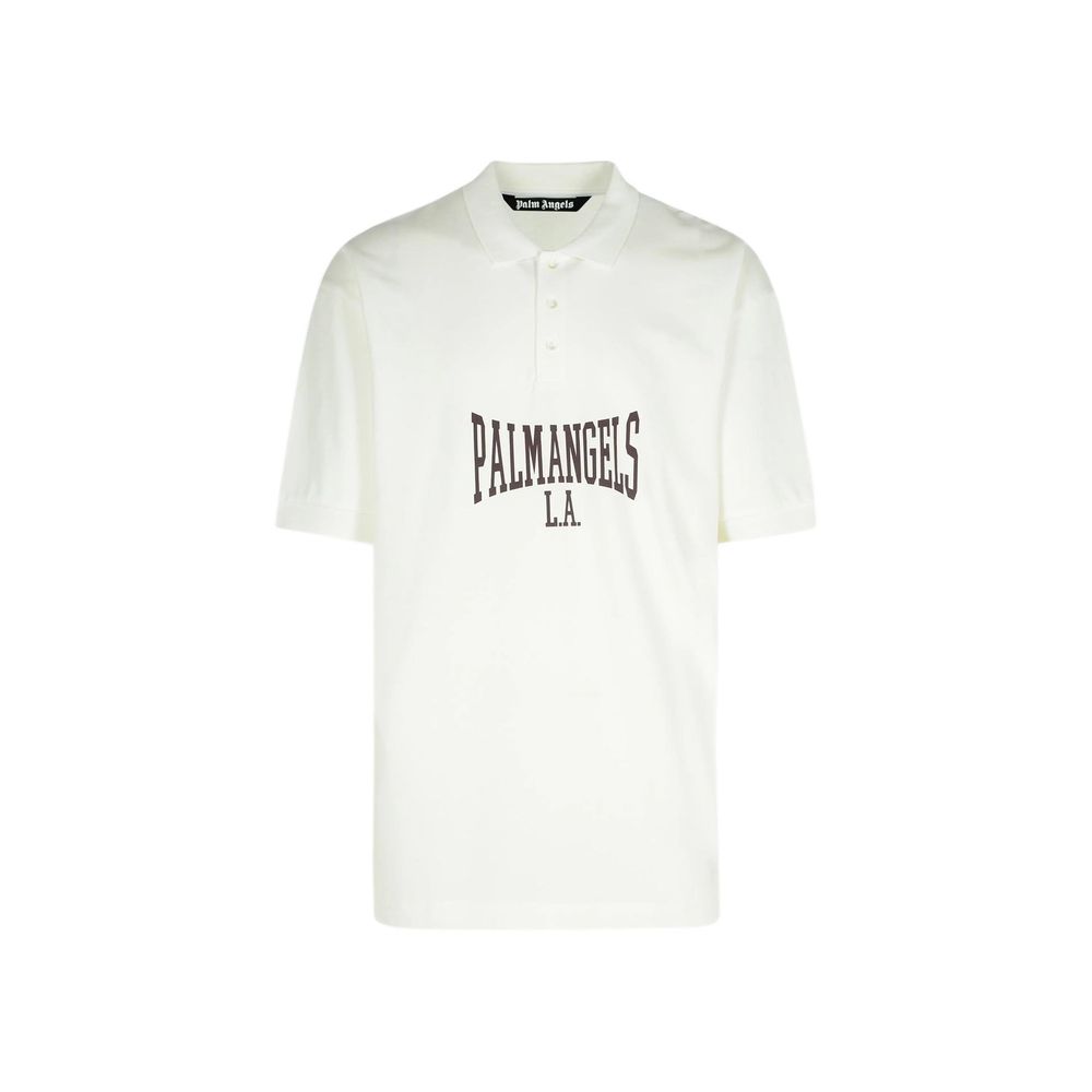 Palm Angels White Cotton Polo Shirt