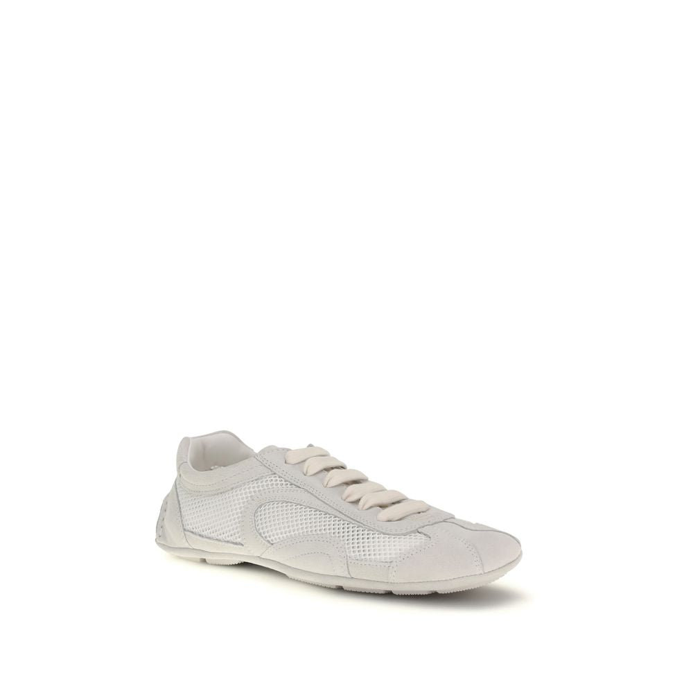 Prada White Fabric Low Top Sneakers