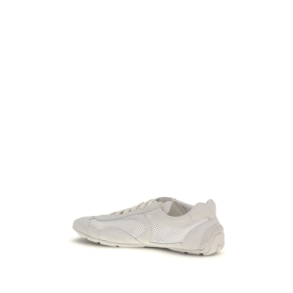 Prada White Fabric Low Top Sneakers