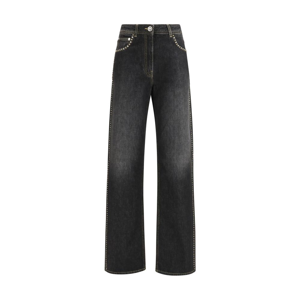 Versace Black Cotton Straight-Leg Jeans