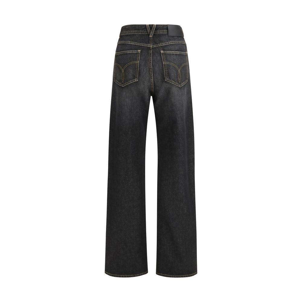 Versace Black Cotton Straight-Leg Jeans