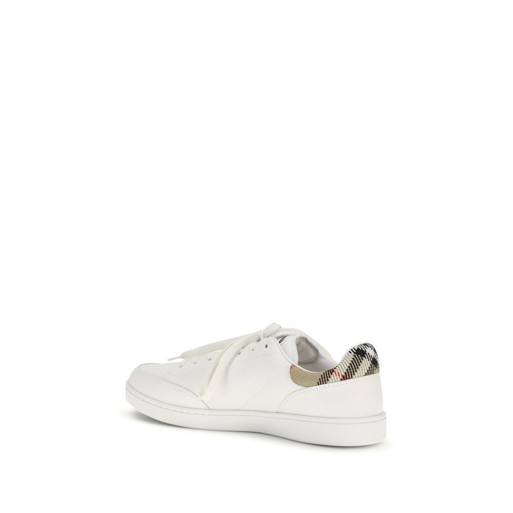 Burberry White Calf Leather Bos Taurus Low Top Sneakers