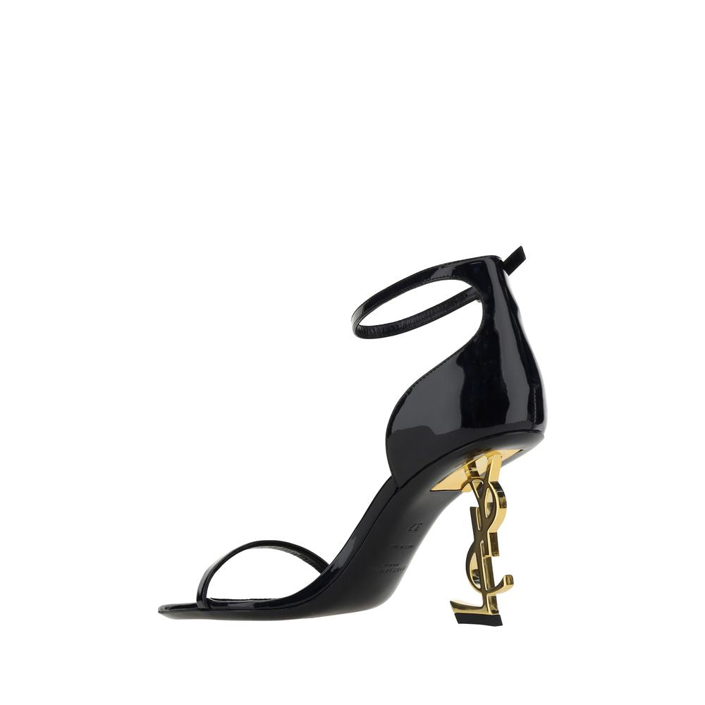 Saint Laurent Black Calf Leather Bos Taurus Stiletto Heel Sandals