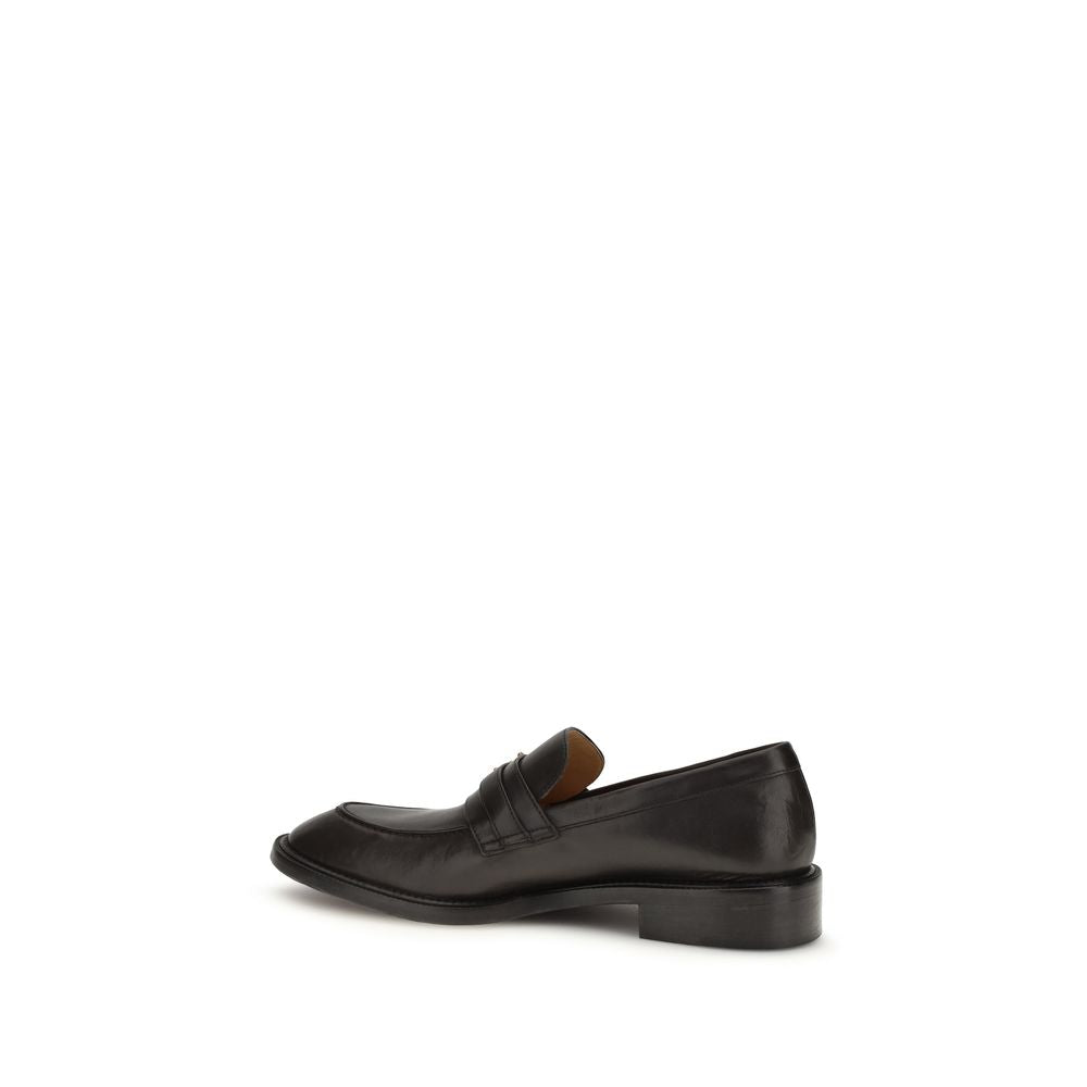 Versace Black Calf Leather Bos Taurus Slip-On Loafers