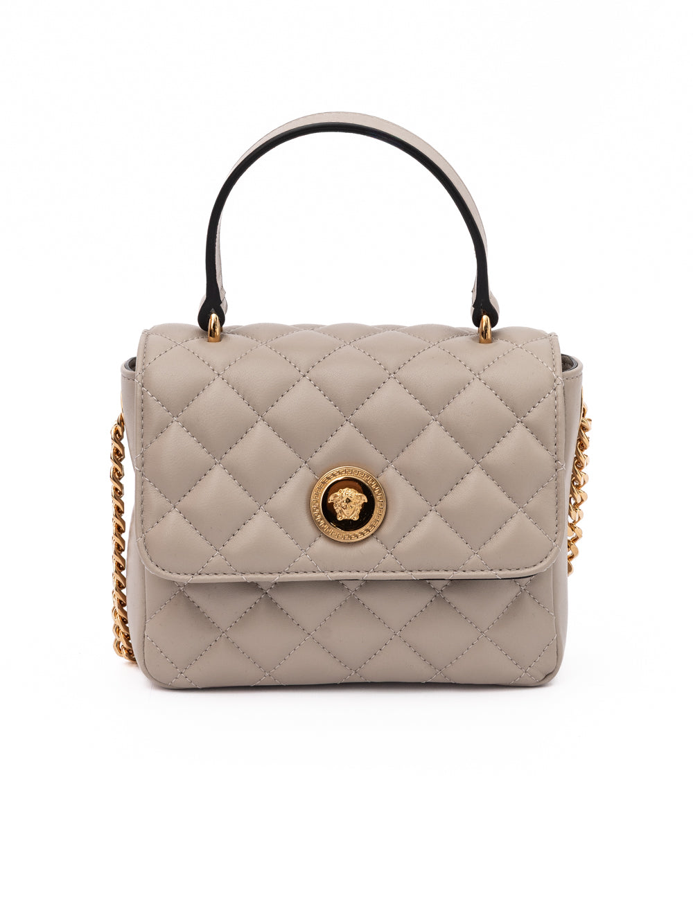 Versace Taupe Quilted Leather Handbag