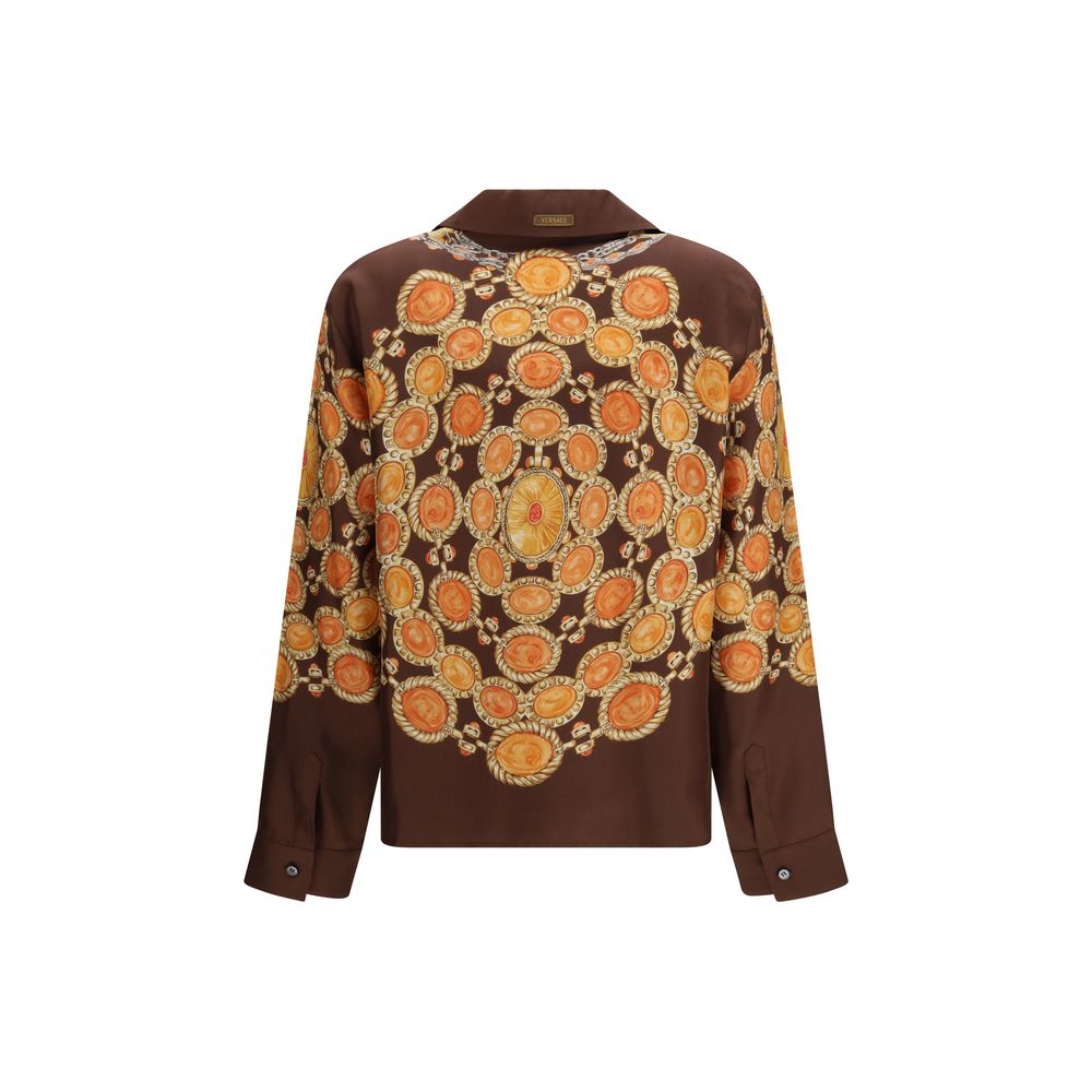 Versace Brown Fabric Pattern Shirt