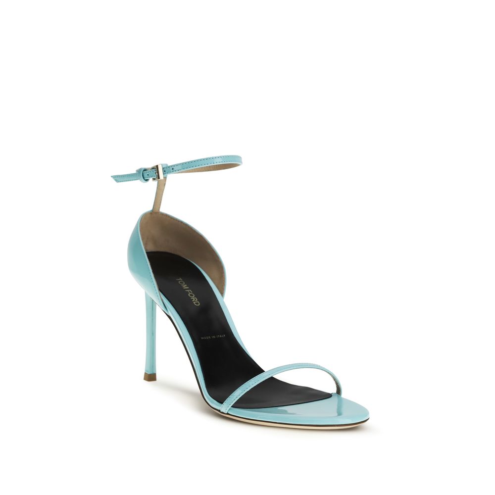 Tom Ford Blue Calf Leather Bos Taurus Stiletto Heel Sandals