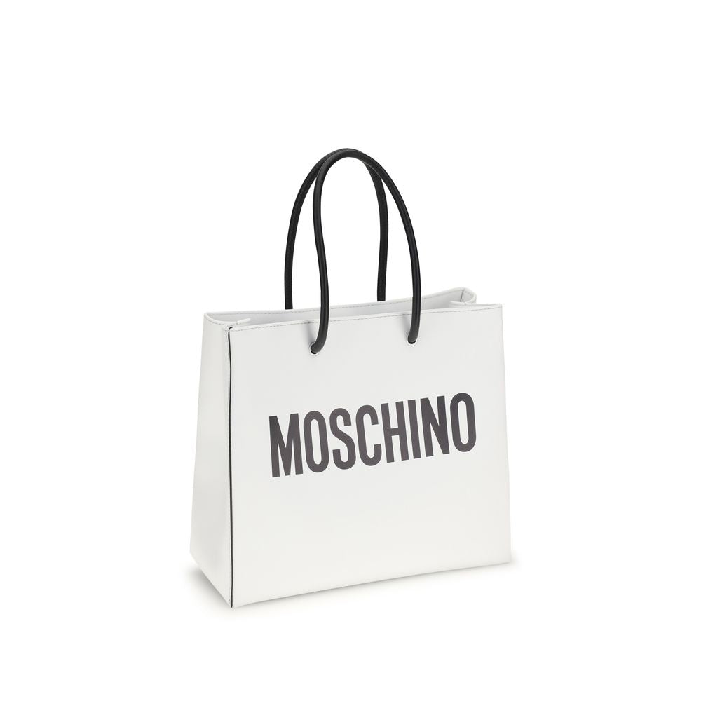 Moschino White Calf Leather Bos Taurus Handbag