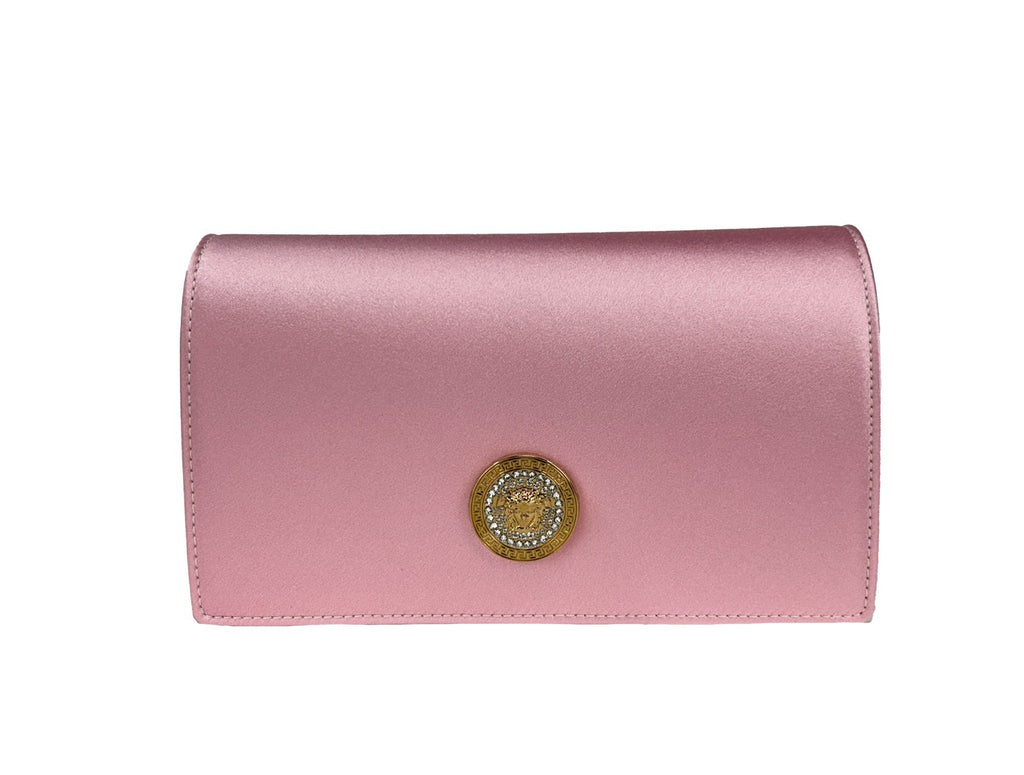 Versace Medusa Crystal Satin Mini Chain Crossbody Bag Purse