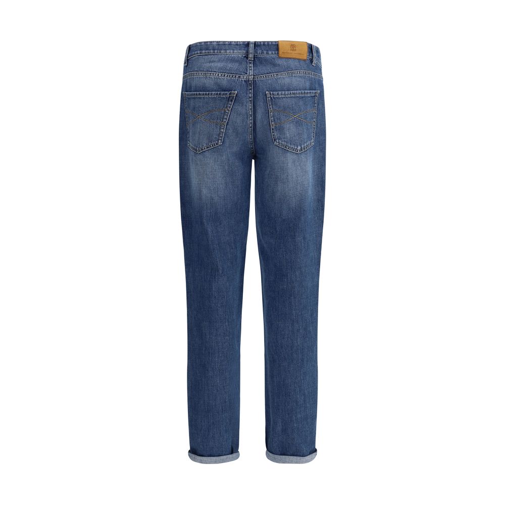 Brunello Cucinelli Blue Cotton Straight-Leg Jeans