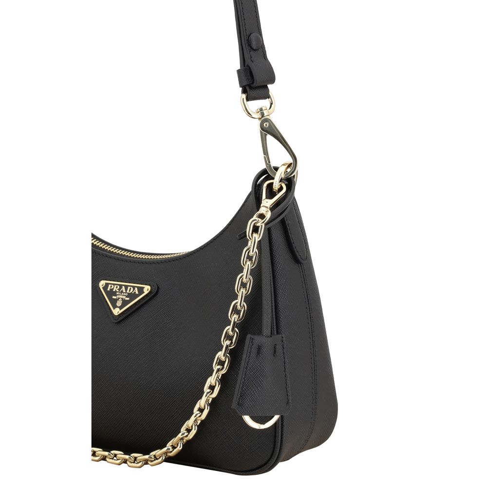 Prada Black Calf Leather Bos Taurus Shoulder Bag
