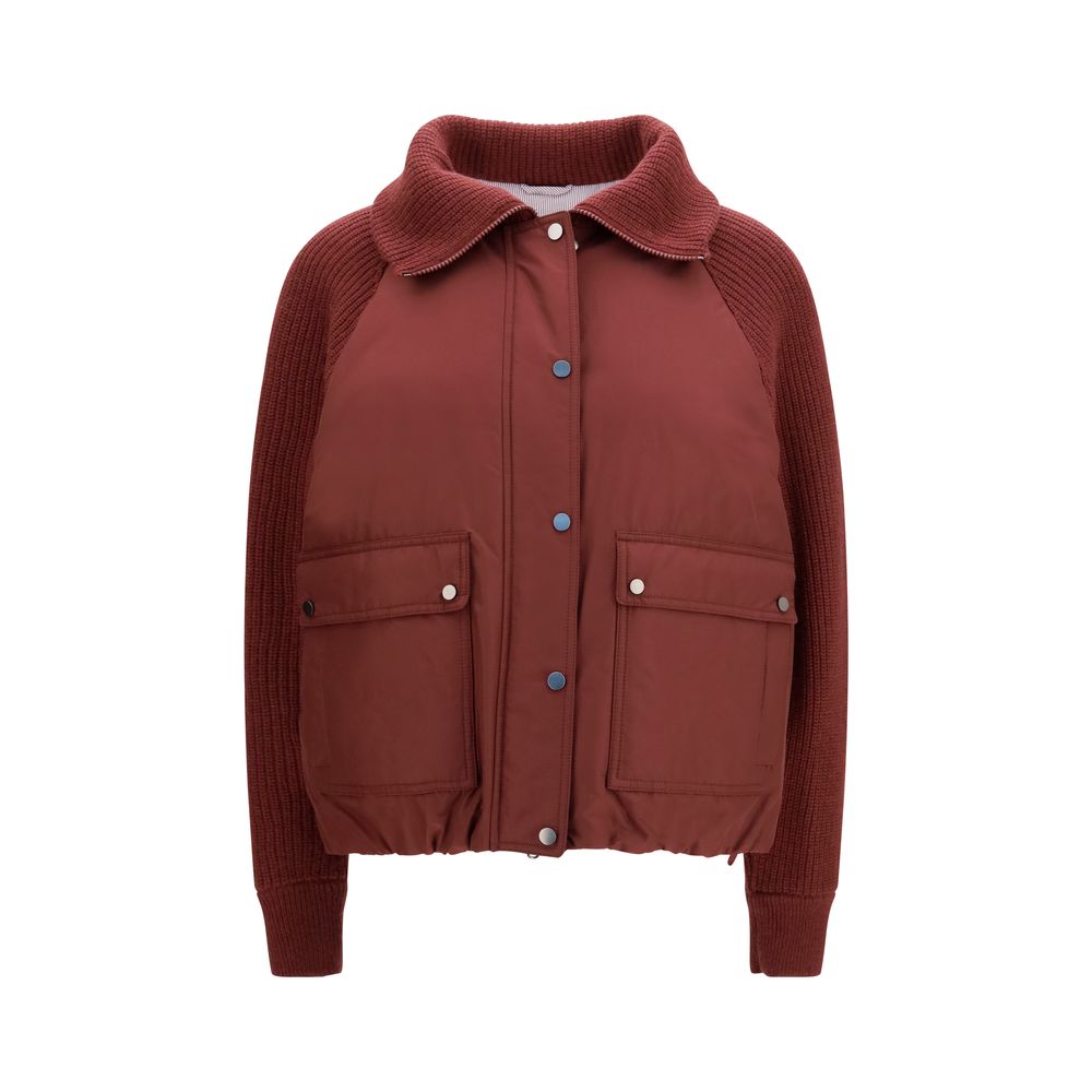 Brunello Cucinelli Bordeaux Cotton Full-Length Jacket