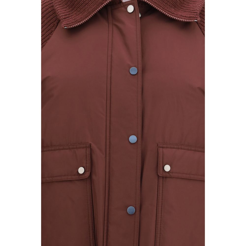 Brunello Cucinelli Bordeaux Cotton Full-Length Jacket