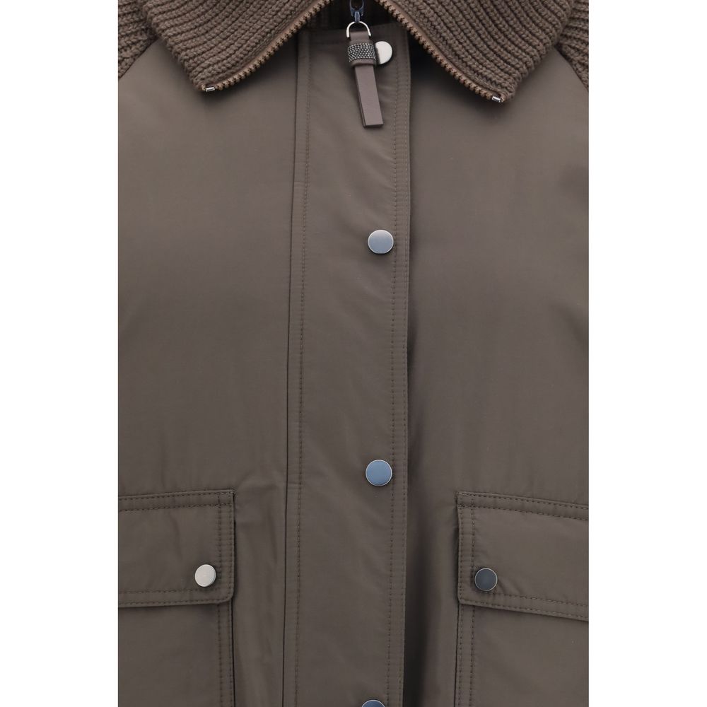 Brunello Cucinelli Brown Cotton Full-Length Jacket