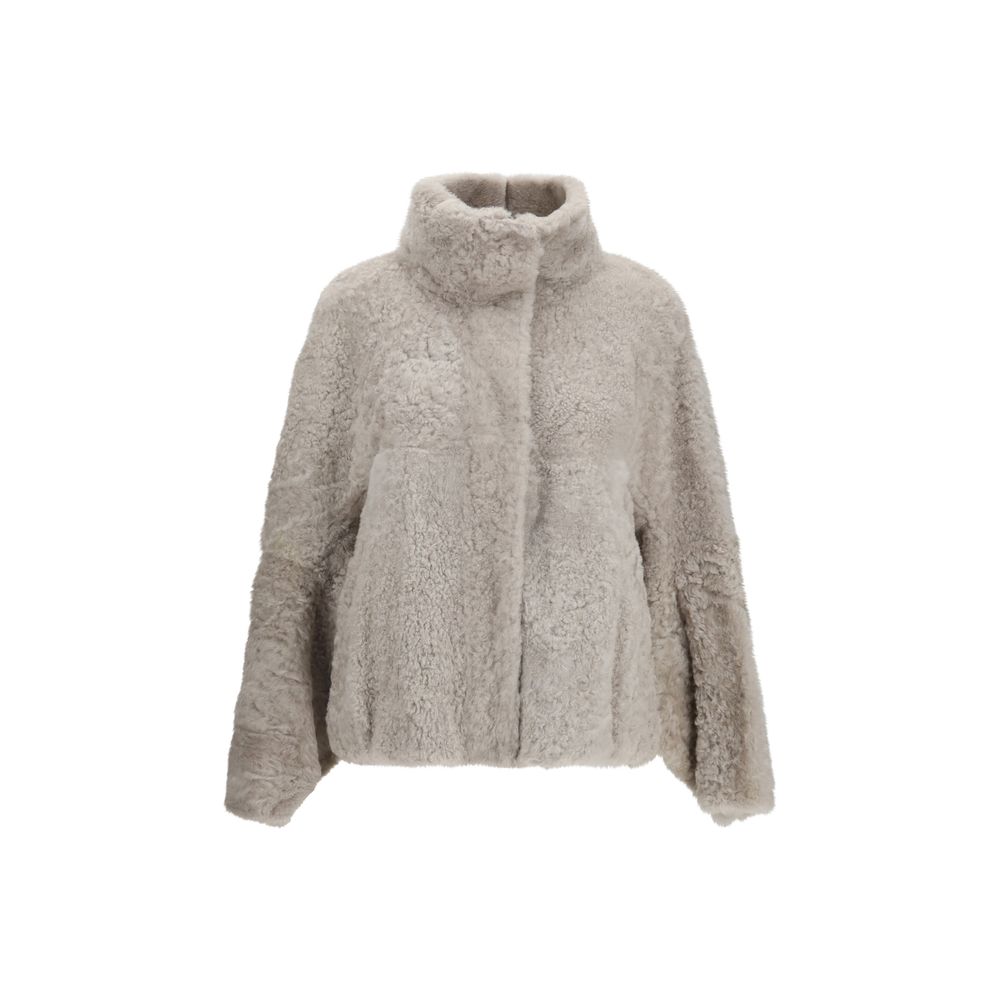 Brunello Cucinelli Gray Faux Fur Full-Length Jacket