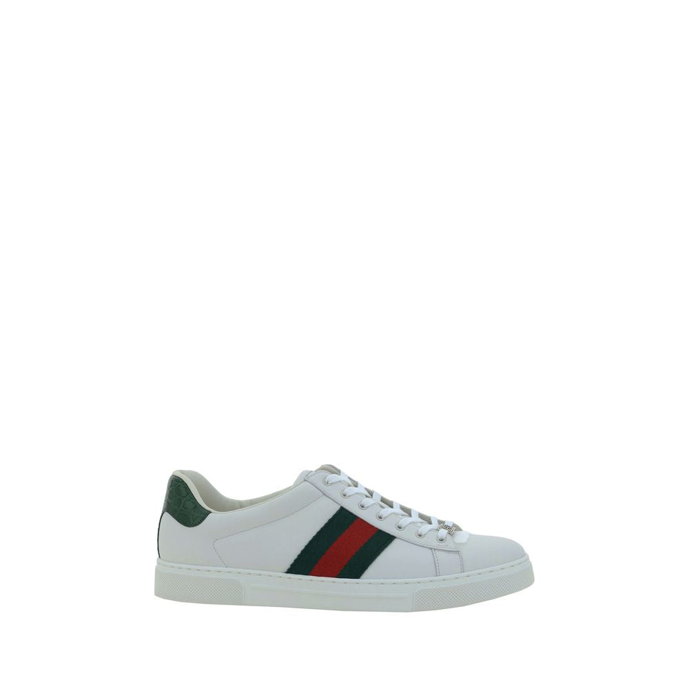 Gucci White Calf Leather Bos Taurus Low Top Sneakers
