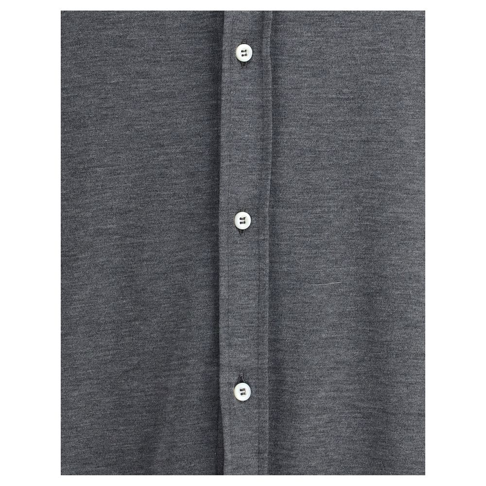 Brunello Cucinelli Gray Silk Dress Shirt