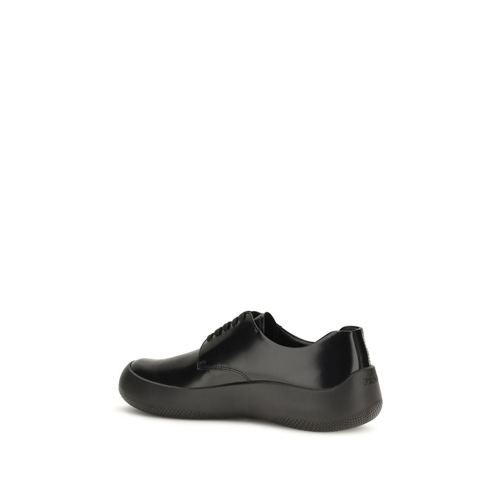 Prada Black Calf Leather Bos Taurus Low Top Sneakers