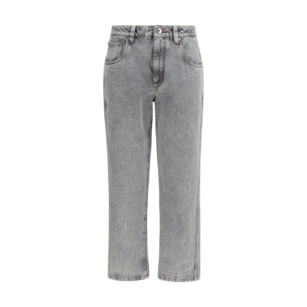 Brunello Cucinelli Gray Cotton Straight-Leg Jeans