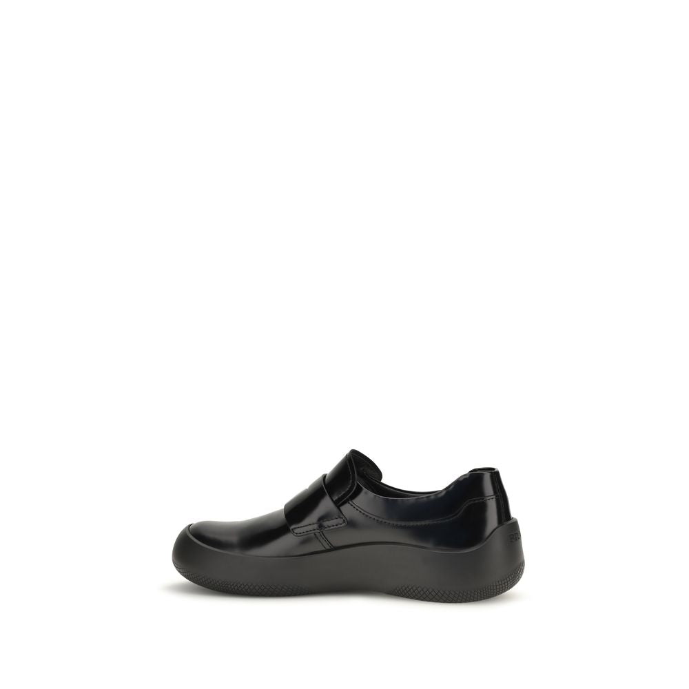 Prada Black Calf Leather Bos Taurus Slip-On Loafers