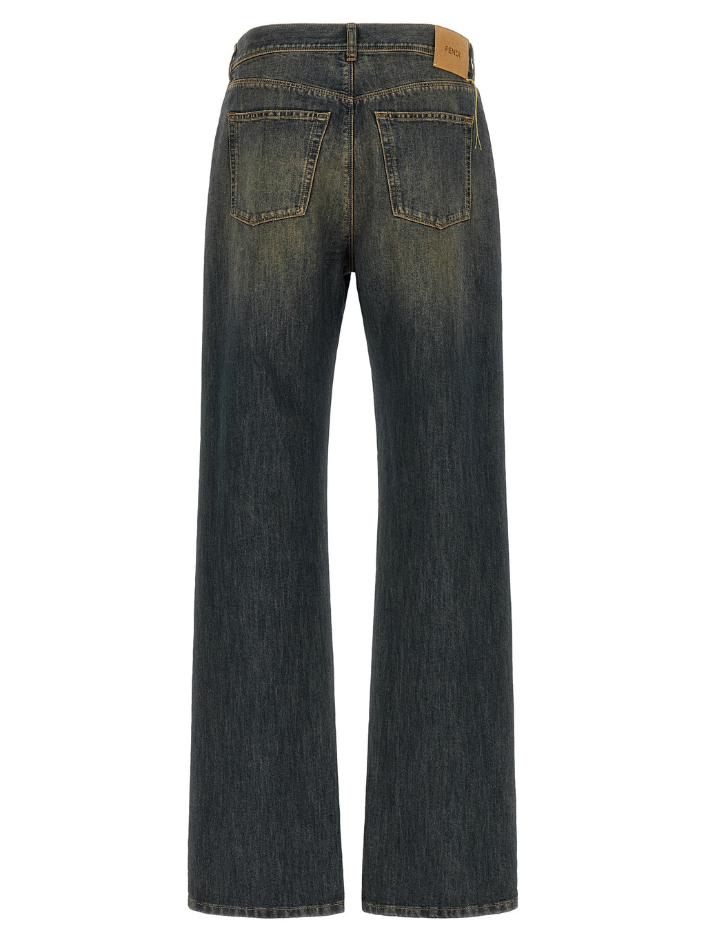 Fendi Blue Cotton Straight-Leg Jeans