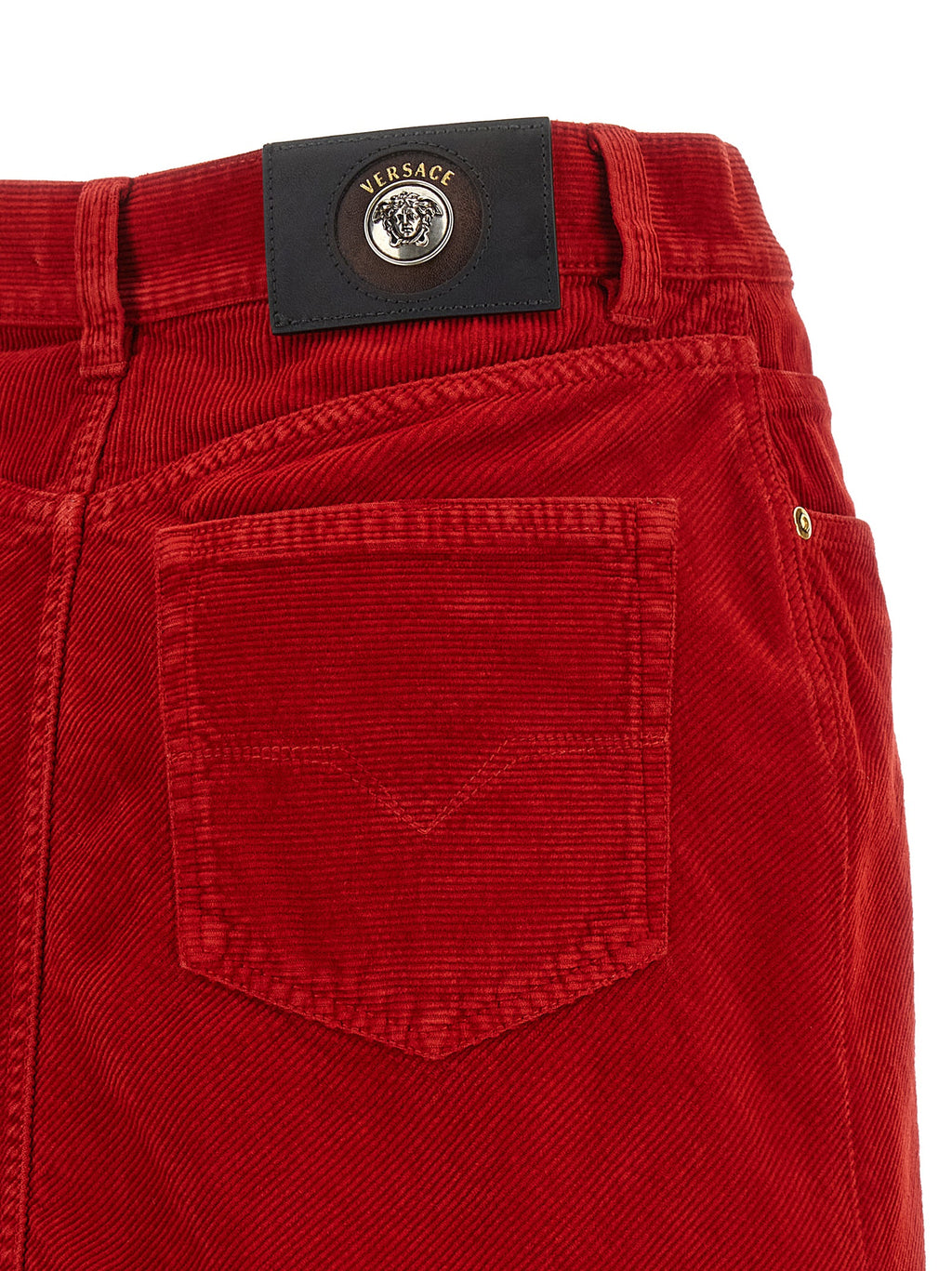 Versace Red Cotton Long Skirt
