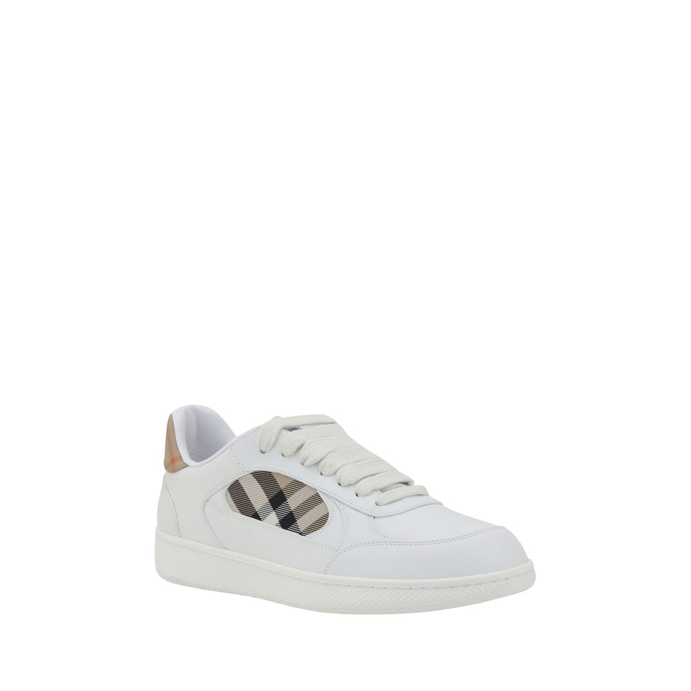 Burberry White Calf Leather Bos Taurus Low Top Sneakers