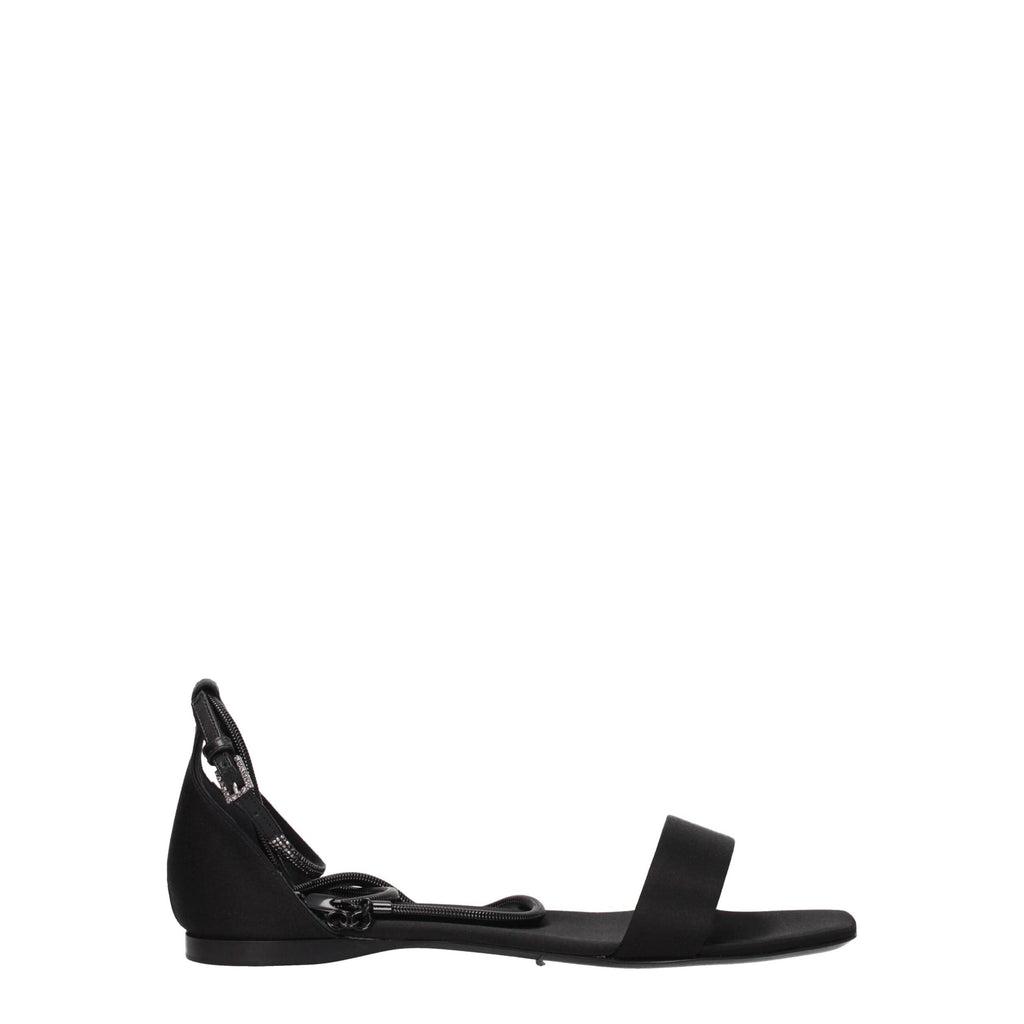 Max Mara Black Satin Flat Sandals