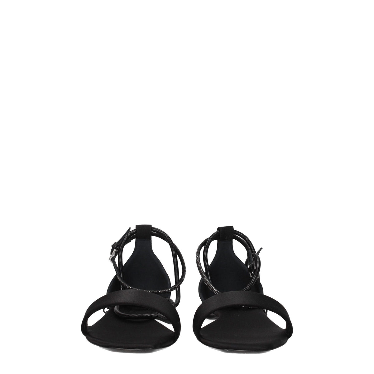 Max Mara Black Satin Flat Sandals
