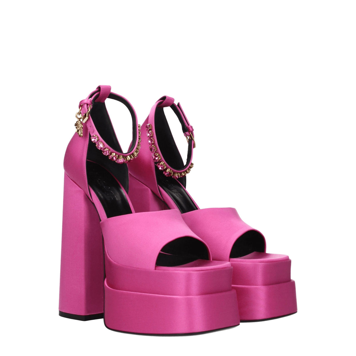 Versace Pink Satin Platform Sandals