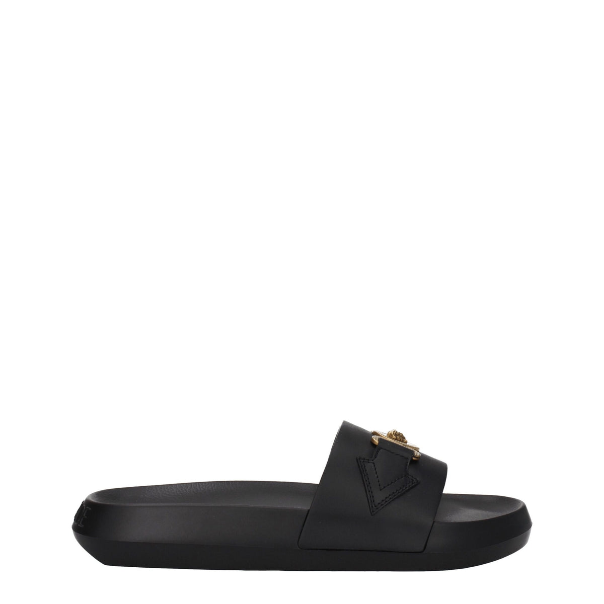 Versace Black Leather Slippers