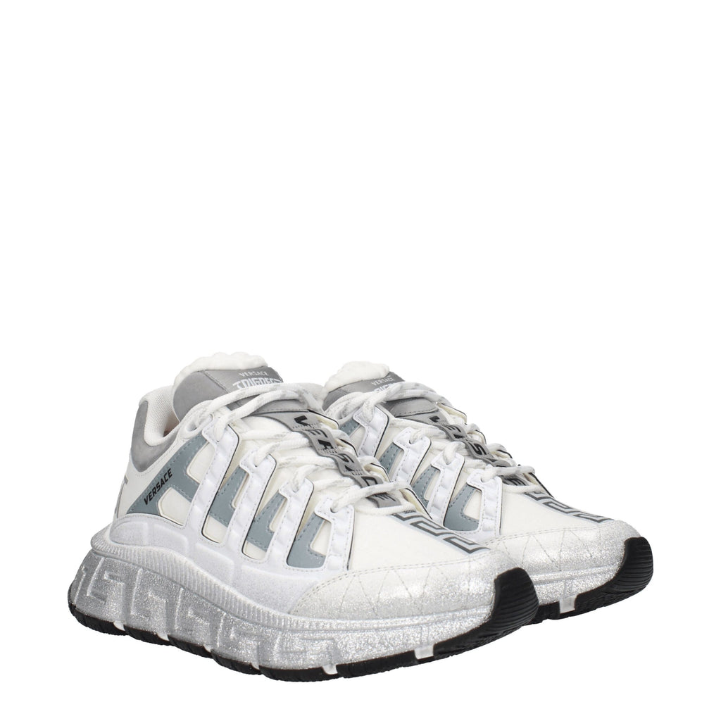 Versace White Fabric Athletic Sneakers