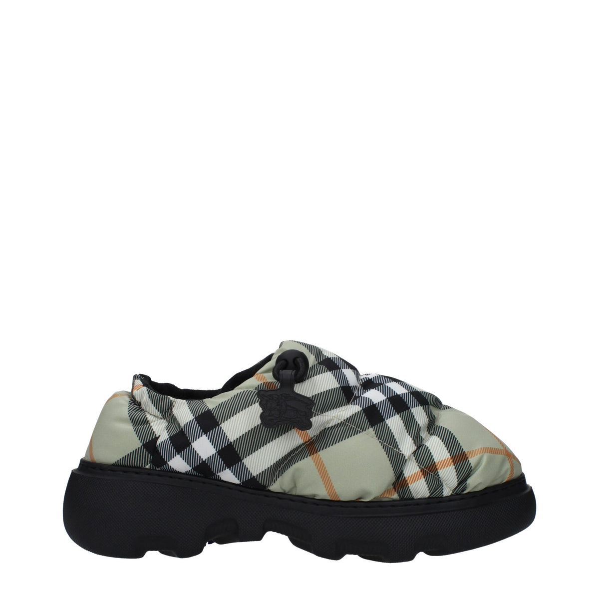 Burberry Green Fabric Slip-On Loafers