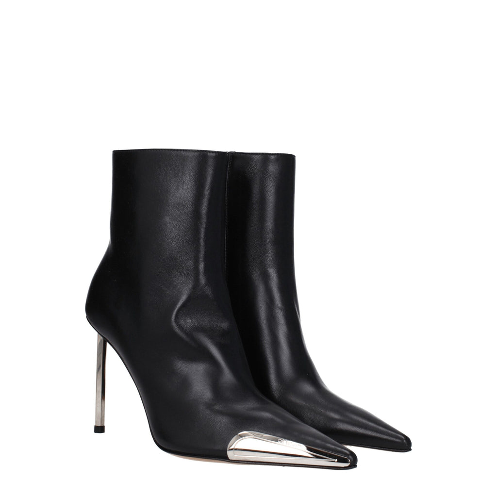 Off-White Black Leather Ankle Boots