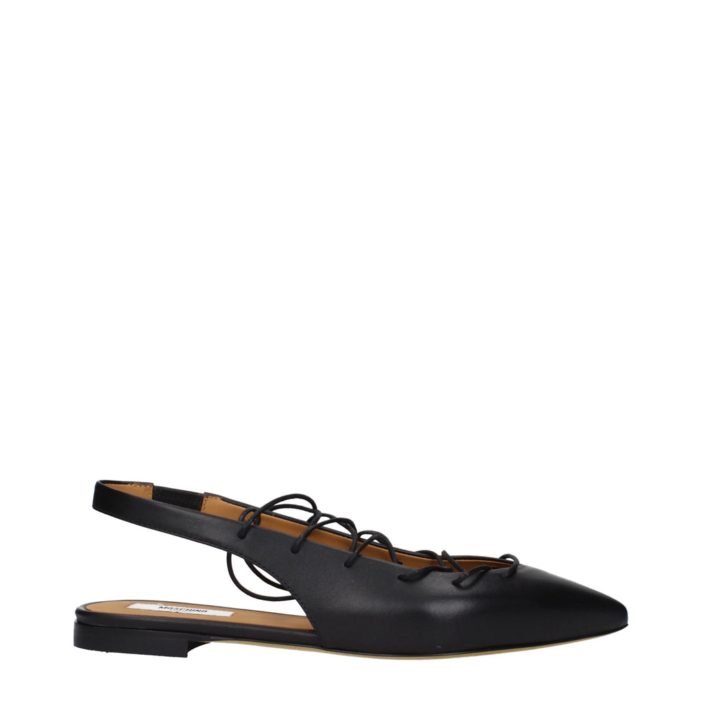 Moschino Black Leather Flats