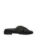 Off-White Green Fabric Flat Sandals